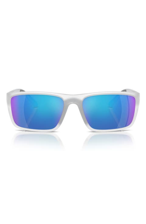 59mm Mirrored Rectangular Sunglasses