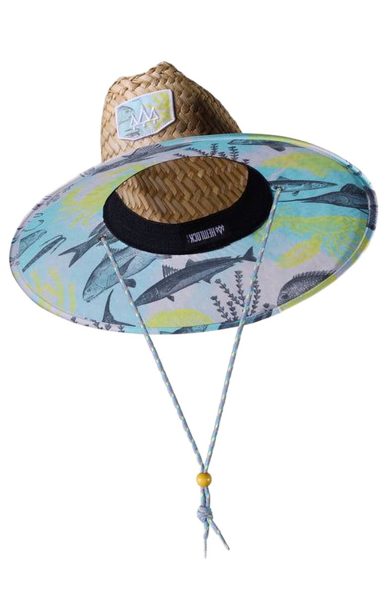 Hemlock Skipper Straw Lifeguard Hat, Alternate, color, Saltwater Neon