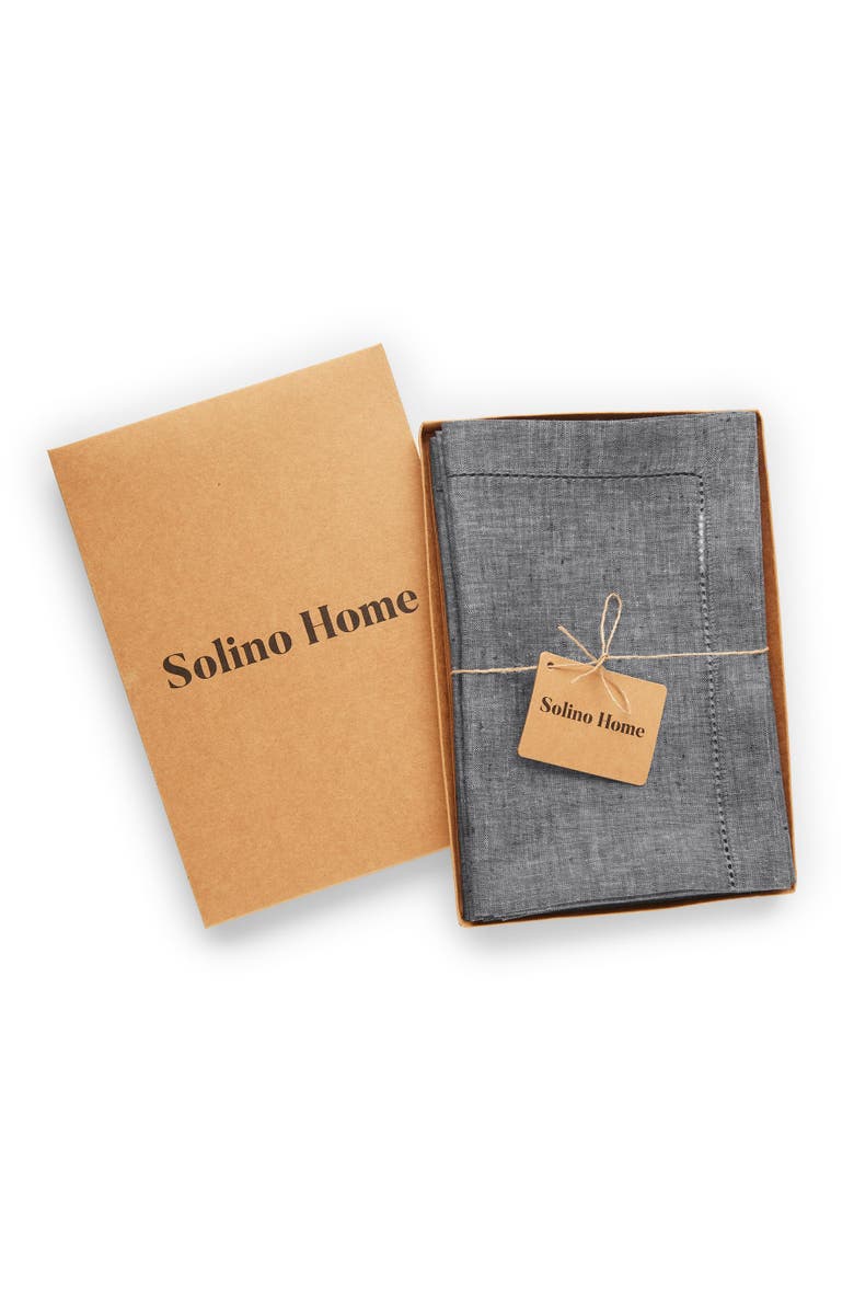 Solino Home Linen Dinner Napkins - Milan, 20" x 20" Inch, Alternate, color, Charcoal Grey