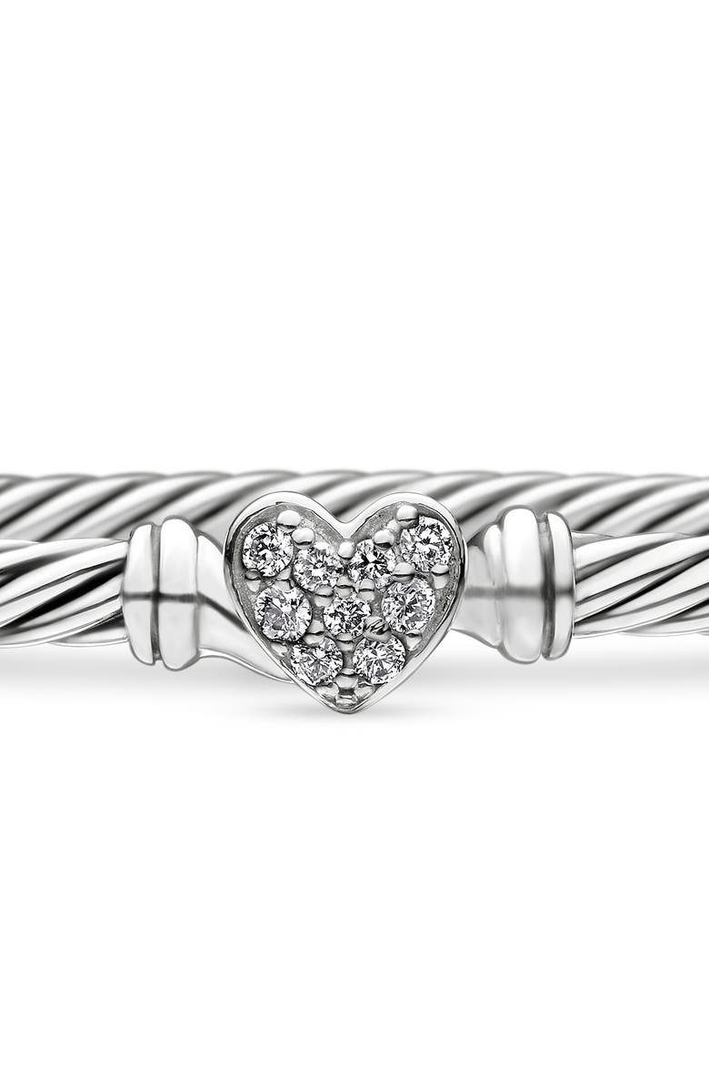 David Yurman Cable Collectibles<sup>®</sup> Diamond Heart Bracelet, Alternate, color, Silver Pave