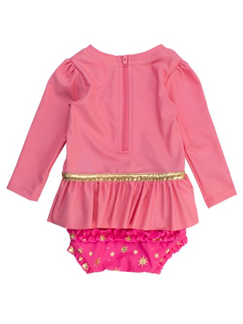 Rufflebutts Baby Girls Upf50+ Princess Long Sleeve Bow Skirted One Piece Swimsuit