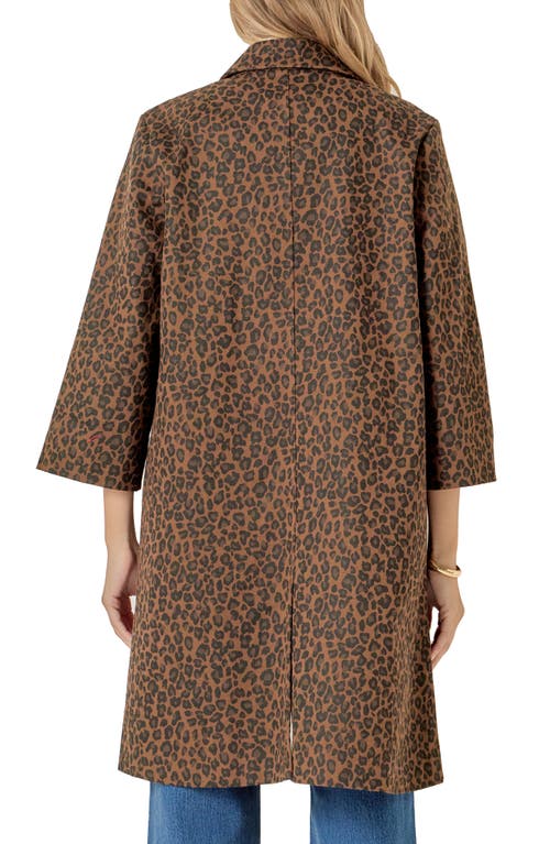 English Factory Animal Print Trench Coat In Brown