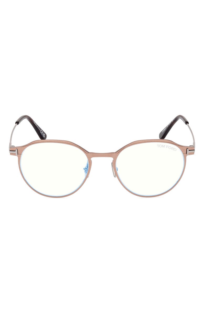 TOM FORD 52mm Round Blue Light Blocking Glasses, Main, color, 