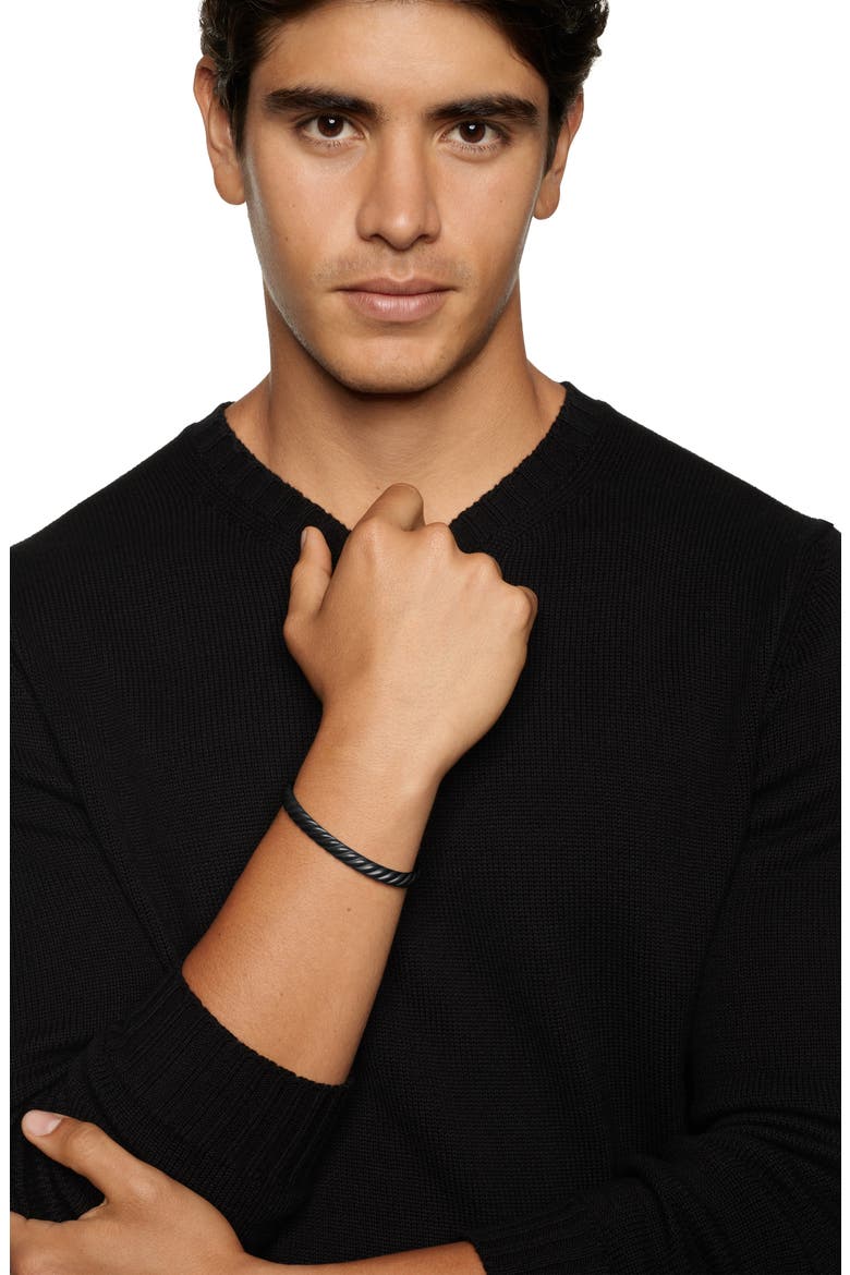Men's Sculpted Cable Cuff Bracelet in Black Titanium, 7mm, Alternate, color, BLACK TITANIUM