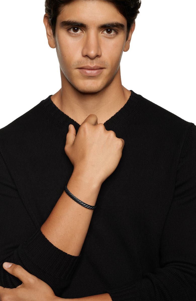 David Yurman Men's Sculpted Cable Cuff Bracelet in Black Titanium, 7mm, Alternate, color, Black Titanium