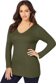 Jessica London V-Neck Ribbed Sweater