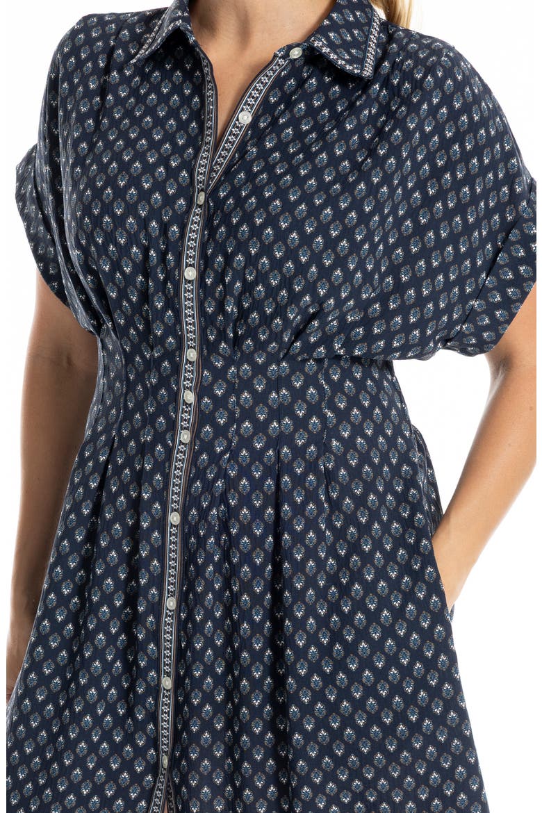 Printed Short Sleeve Shirtdress, Alternate, color, DARK NAVY MINI FOULARDS