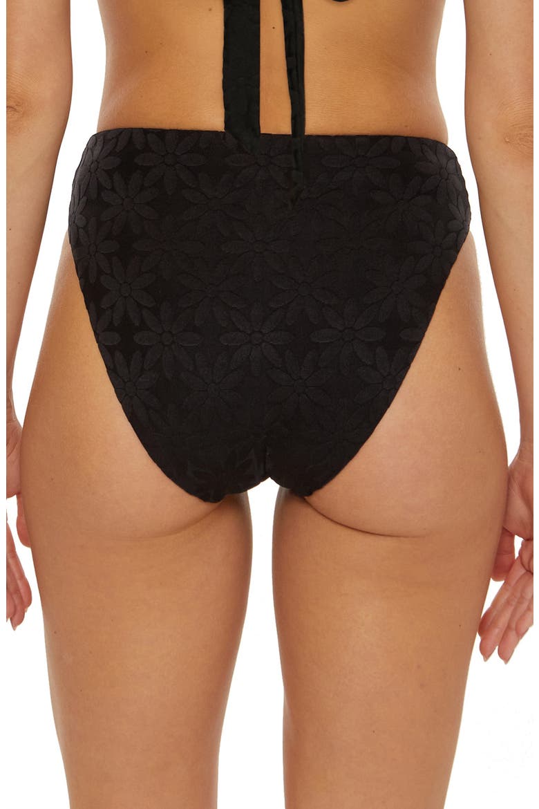 Jolin Textured High Waist Bikini Bottoms, Alternate, color, BLACK
