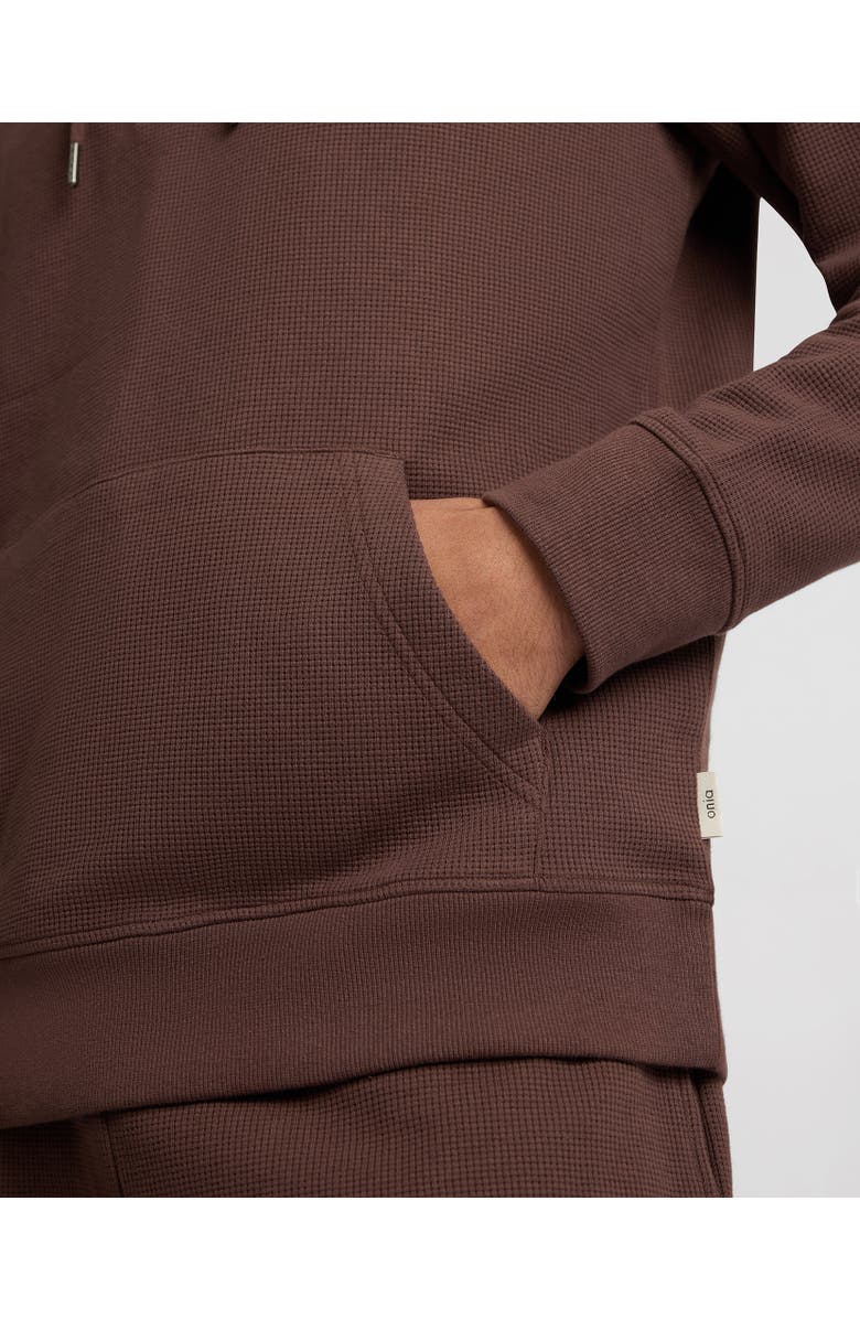 Onia Heavyweight Cotton Waffle Hoodie, Alternate, color, Java