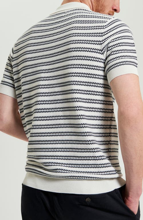 Ben Sherman Stripe Jacquard Polo In Ivory