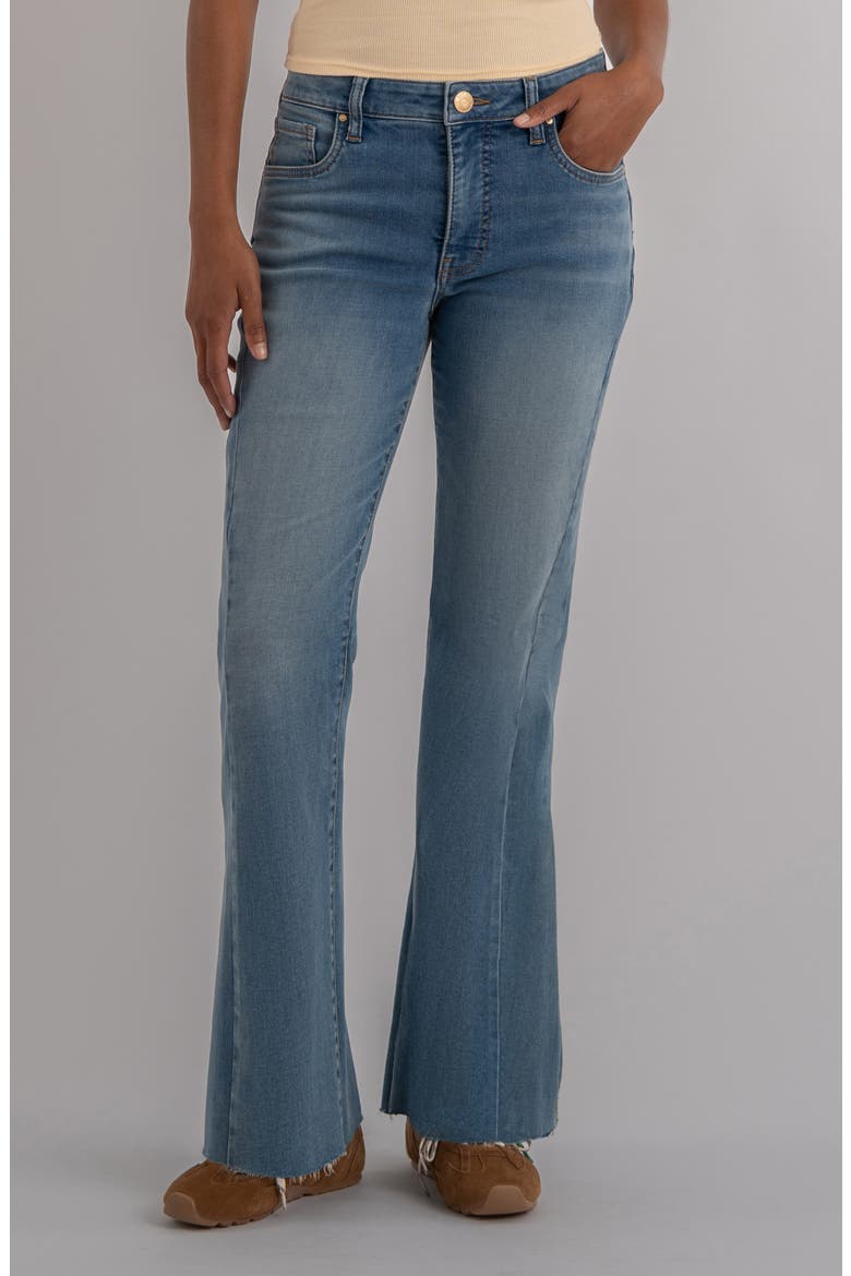 Kelly Raw Hem High Waist Kick Flare Jeans, Main, color, ZEST