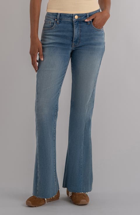 Kelly Raw Hem High Waist Kick Flare Jeans (Zest)
