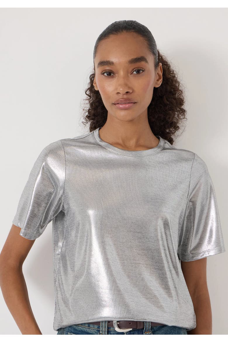 Reece Crew-Neck Short Sleeve T-Shirt, Alternate, color, Silver Metallic