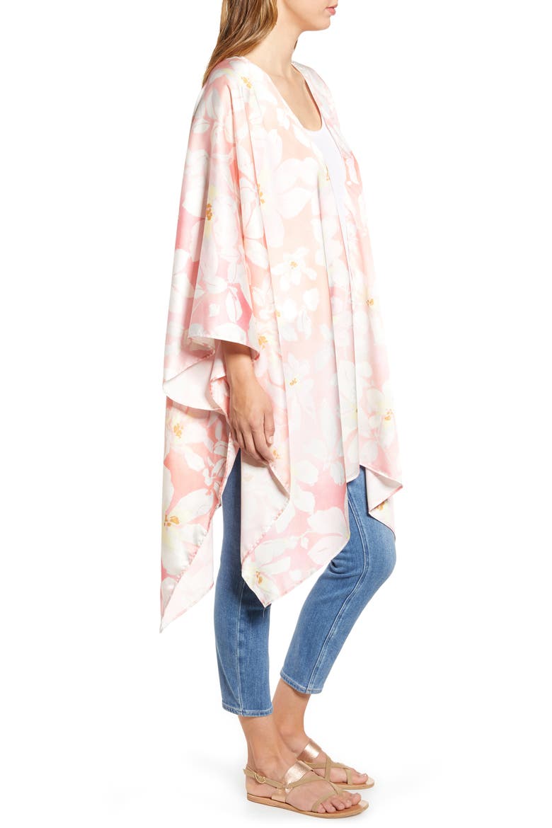 Print Ruana, Alternate, color, CORAL SOLEIL FLORAL PRINT