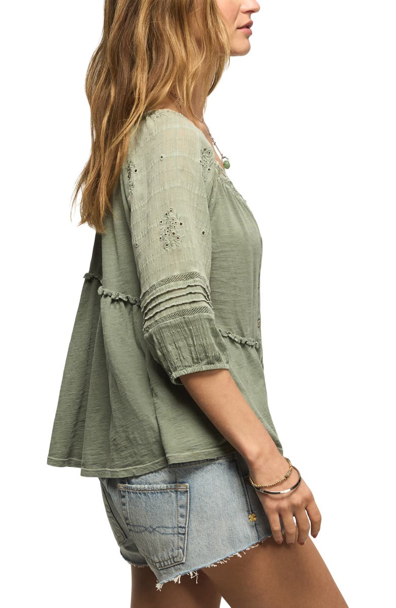 Lucky Brand Jersey Babydoll Top, Alternate, color, Jadeite