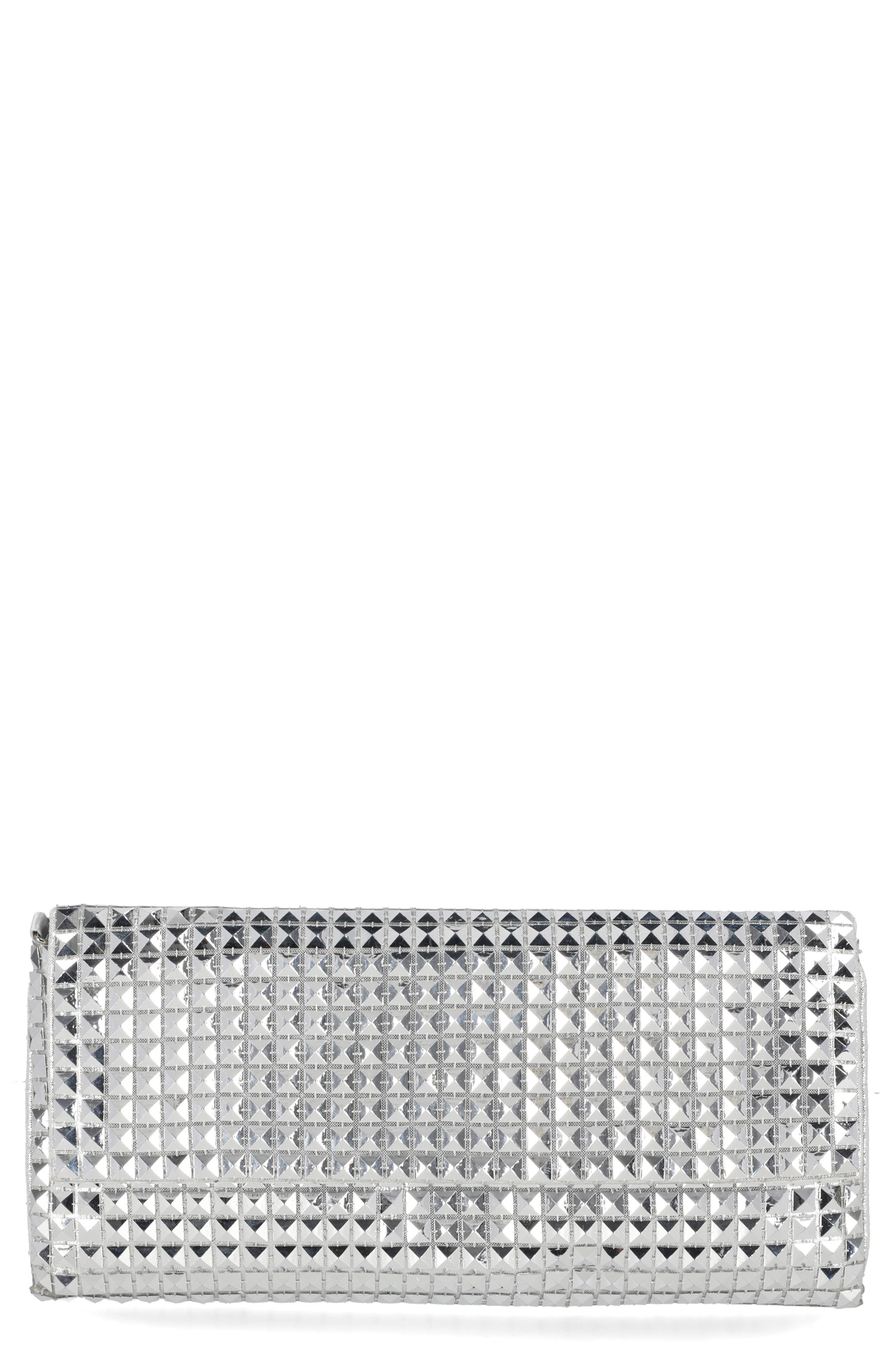 Jessica McClintock Helena Pyramid Mesh Flap Clutch