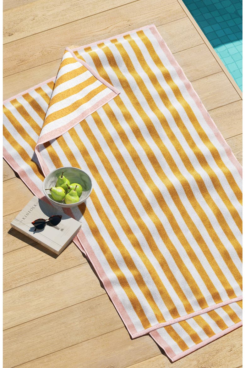 2-Pack Stripe Oversize Beach Towels, Alternate, color, MARIGOLD / DUSTY ROSE
