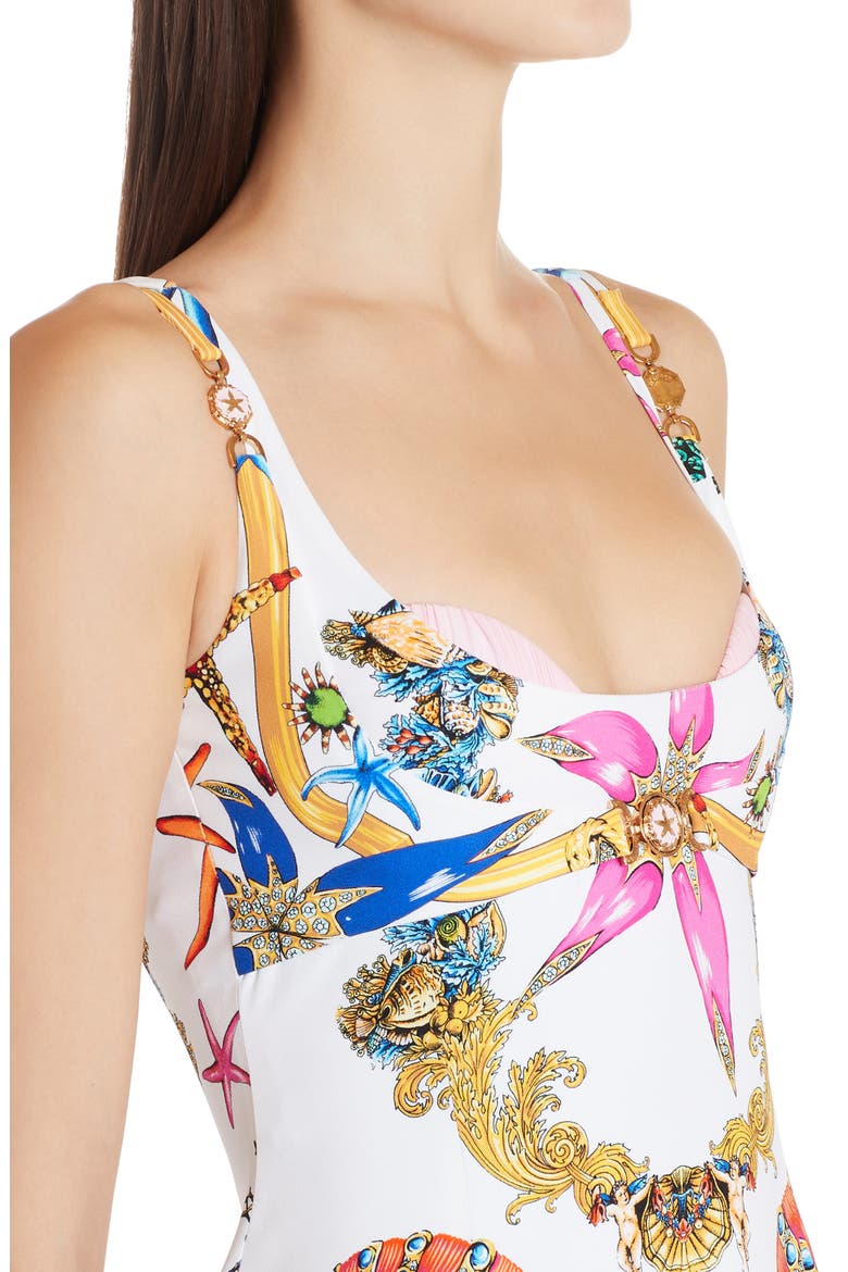 Trésor de la Mer Print Ruffle Hem Cady Minidress, Alternate, color, WHITE PRINT
