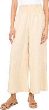 Vince Camuto Smocked Waist Crop Wide Leg Pants