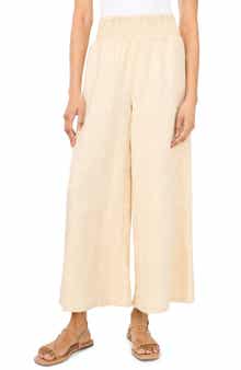Smocked Waist Crop Wide Leg Pants