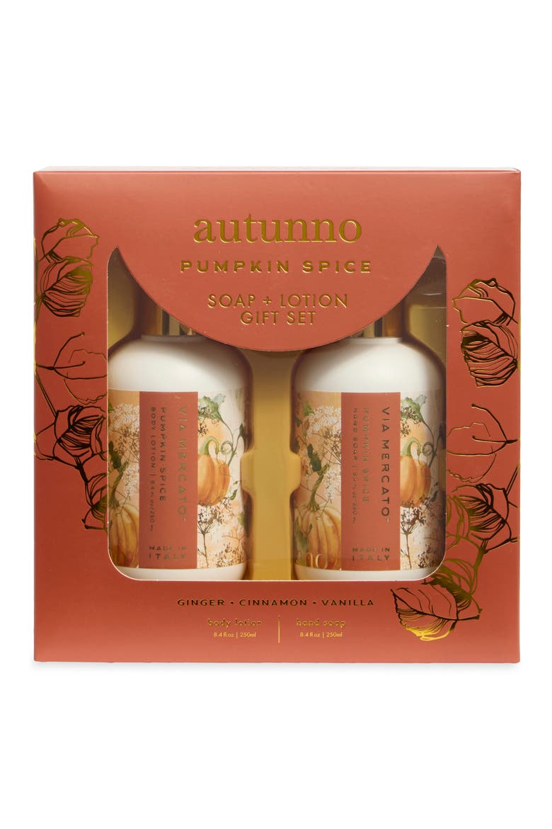 Autunno Pumpkin Spice Soap & Lotion Set, Main, color, ORANGE