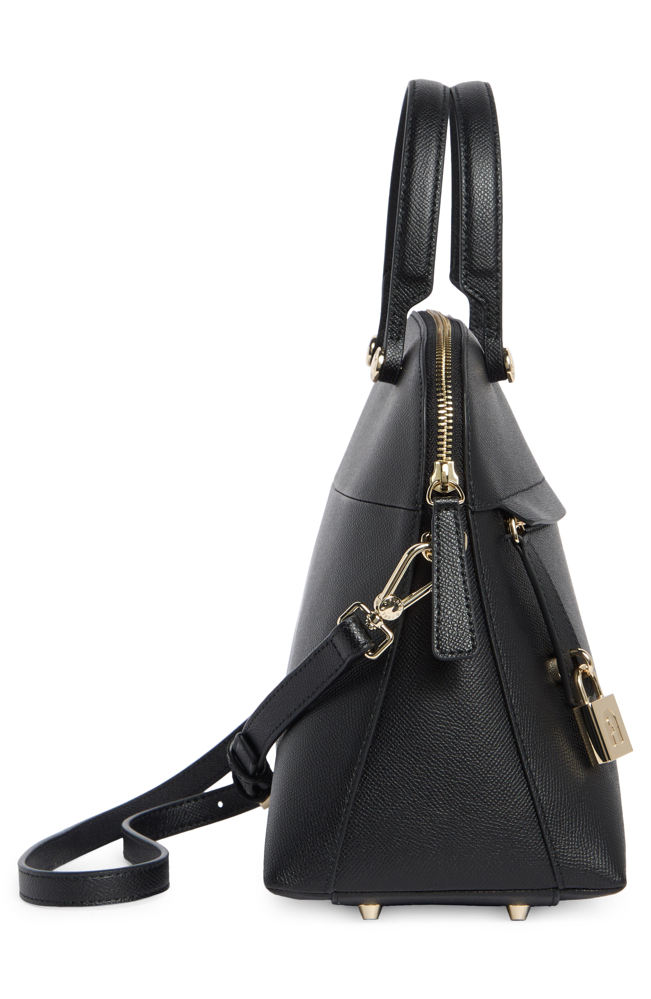 Furla Classic Dome Leather Handbag, Alternate, color, Nero