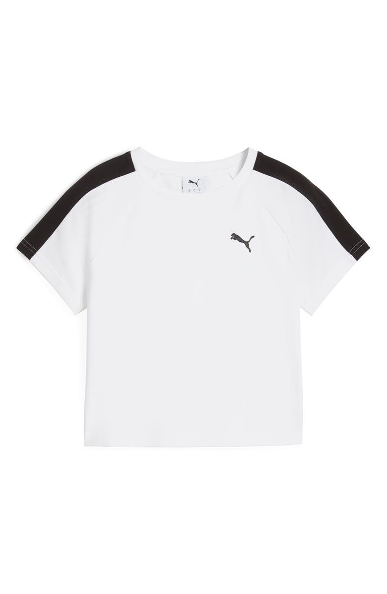 PUMA T7 Crop Stretch Cotton Baby Tee, Alternate, color, Puma White