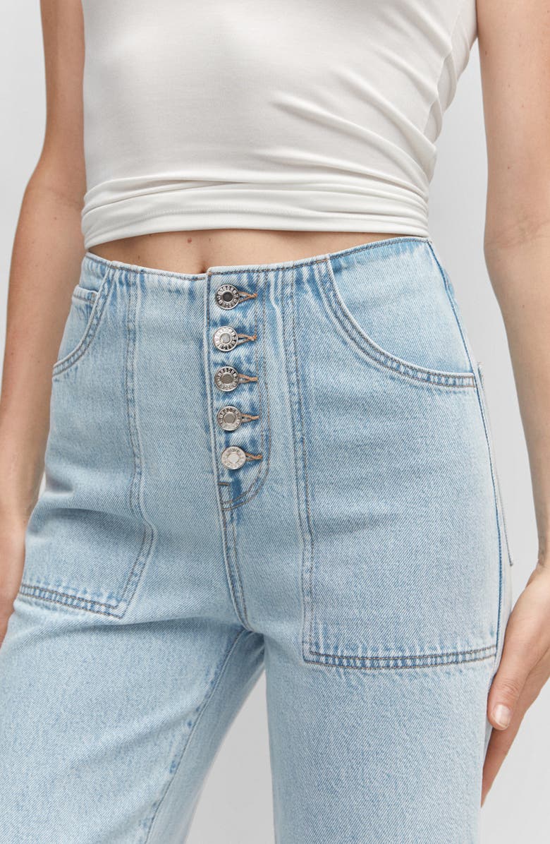 MANGO High Waist Crop Straight Leg Jeans, Alternate, color, 