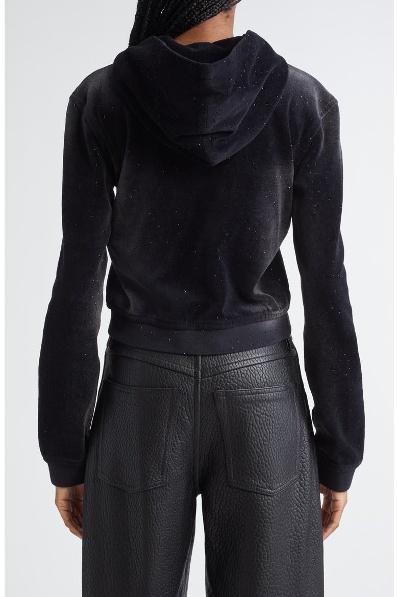 Shrunken Clear Hotfix Velour Full Zip Hoodie, Alternate, color, WASHED NICKEL