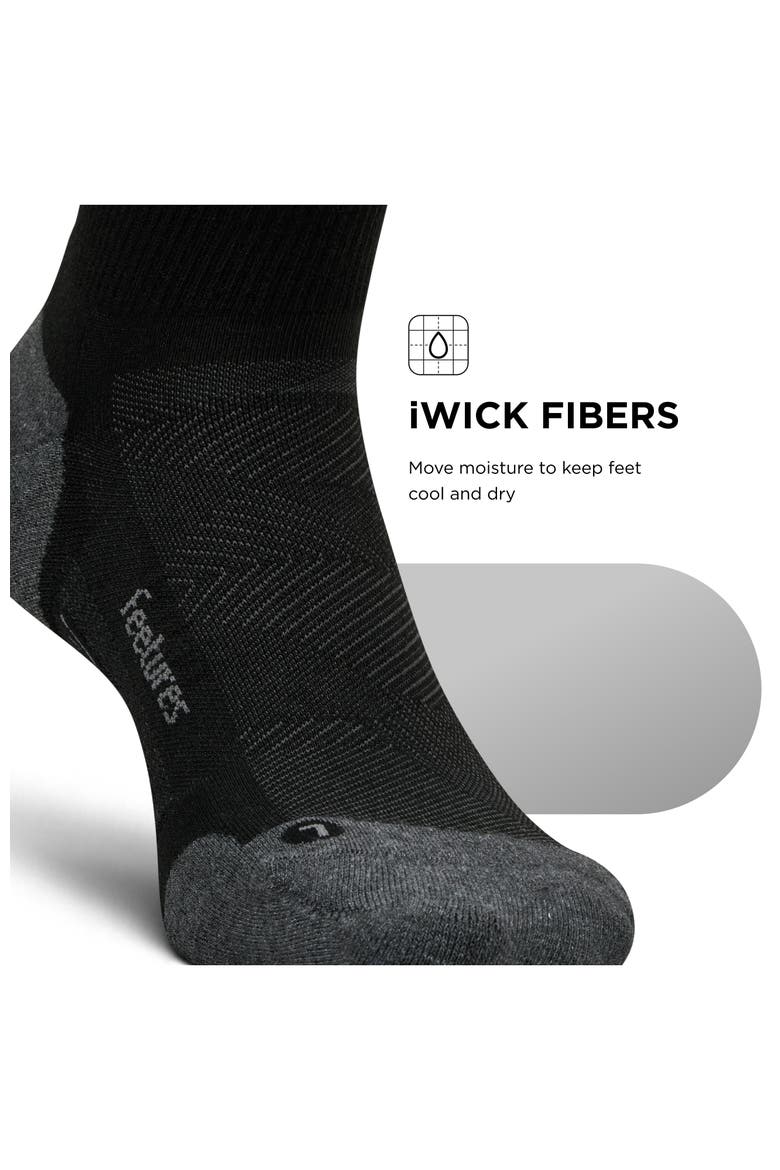 Elite Max Cushion Quarter Sock Athletic Running Socks, Targeted Compression, Moisture Wicking, Alternate, color, Black