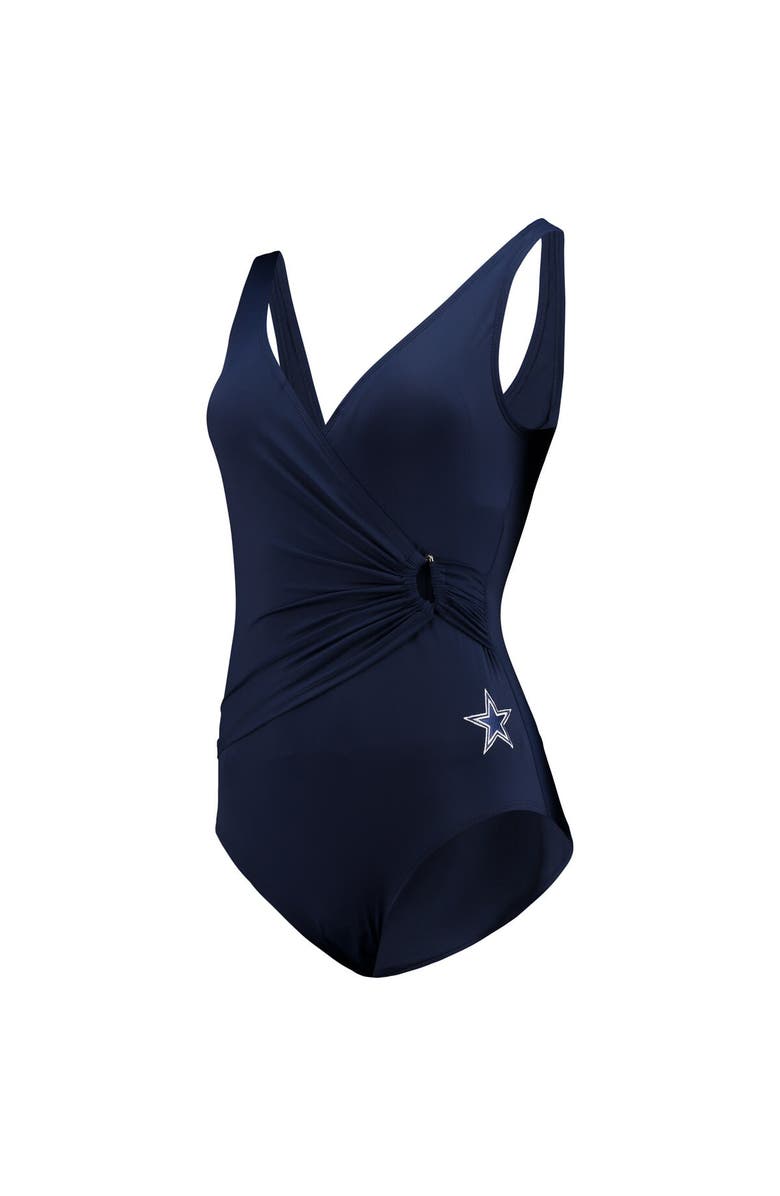 Tommy Bahama Women's Tommy Bahama Navy Dallas Cowboys Pearl Clara Wrap One-Piece Swimsuit, Alternate, color, Navy