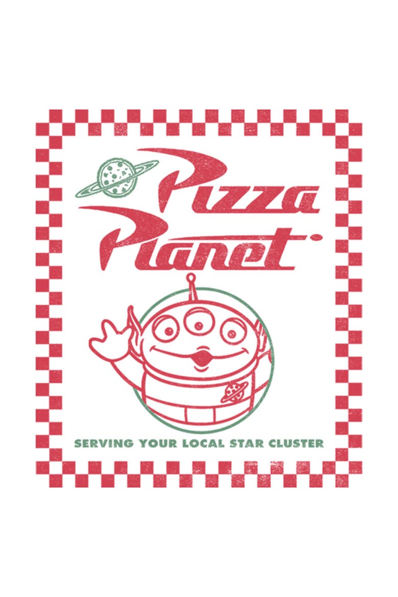 Boy's Toy Story Little Green Men Pizza Planet  Graphic T-Shirt, Alternate, color, White