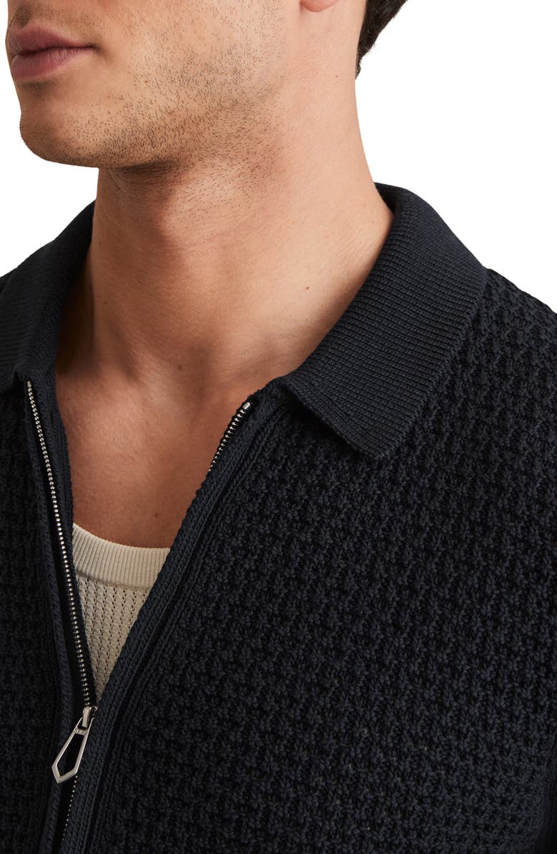 Reiss Comet Short Sleeve Zip-Up Polo Sweater, Alternate, color, Navy