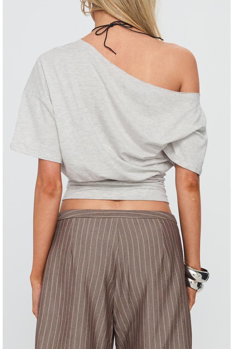 Ashlinn Off the Shoulder Drapey Crop Top, Alternate, color, GREY