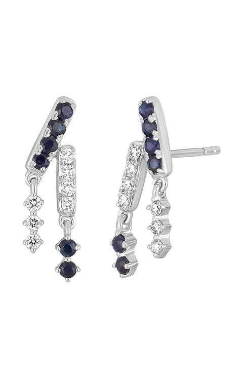 El Mar 18K White Gold Sapphire & Diamond Drop Earrings