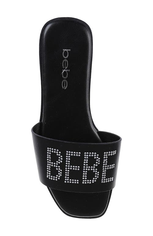 Bebe Rhinestone Logo Slide Sandal