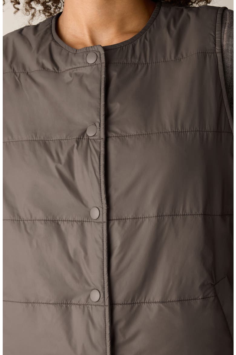 Round Neck Quilted Vest, Alternate, color, COBBLESTONE