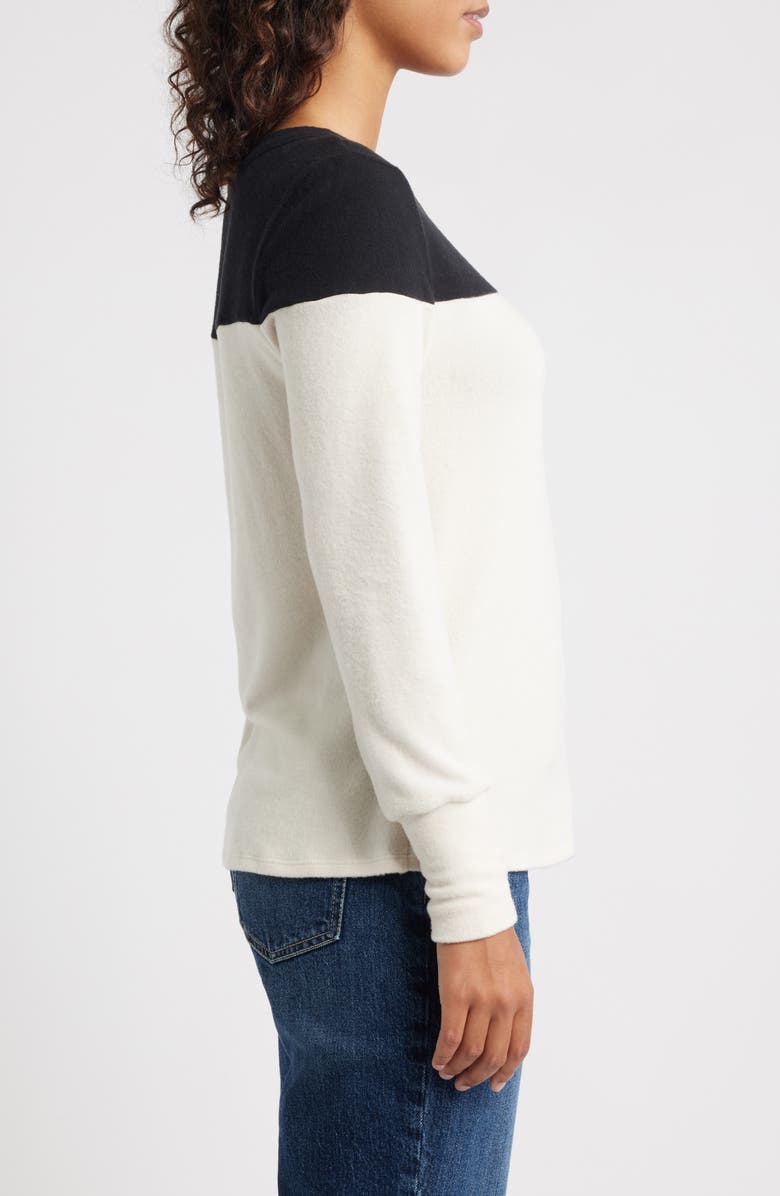 Loveappella Block Crewneck Top, Alternate, color, Black/ Ivory