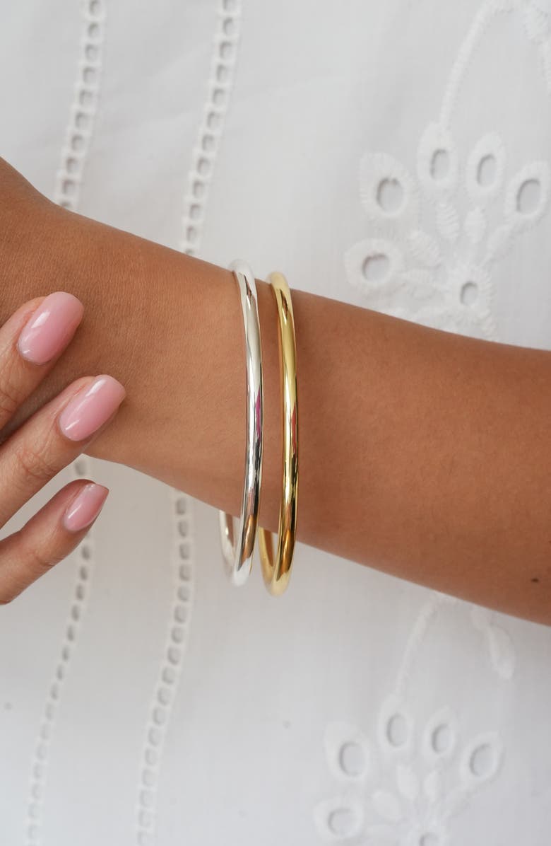 Argento Vivo Sterling Silver Two-Tone Bangle Set, Alternate, color, Gold/ Silver