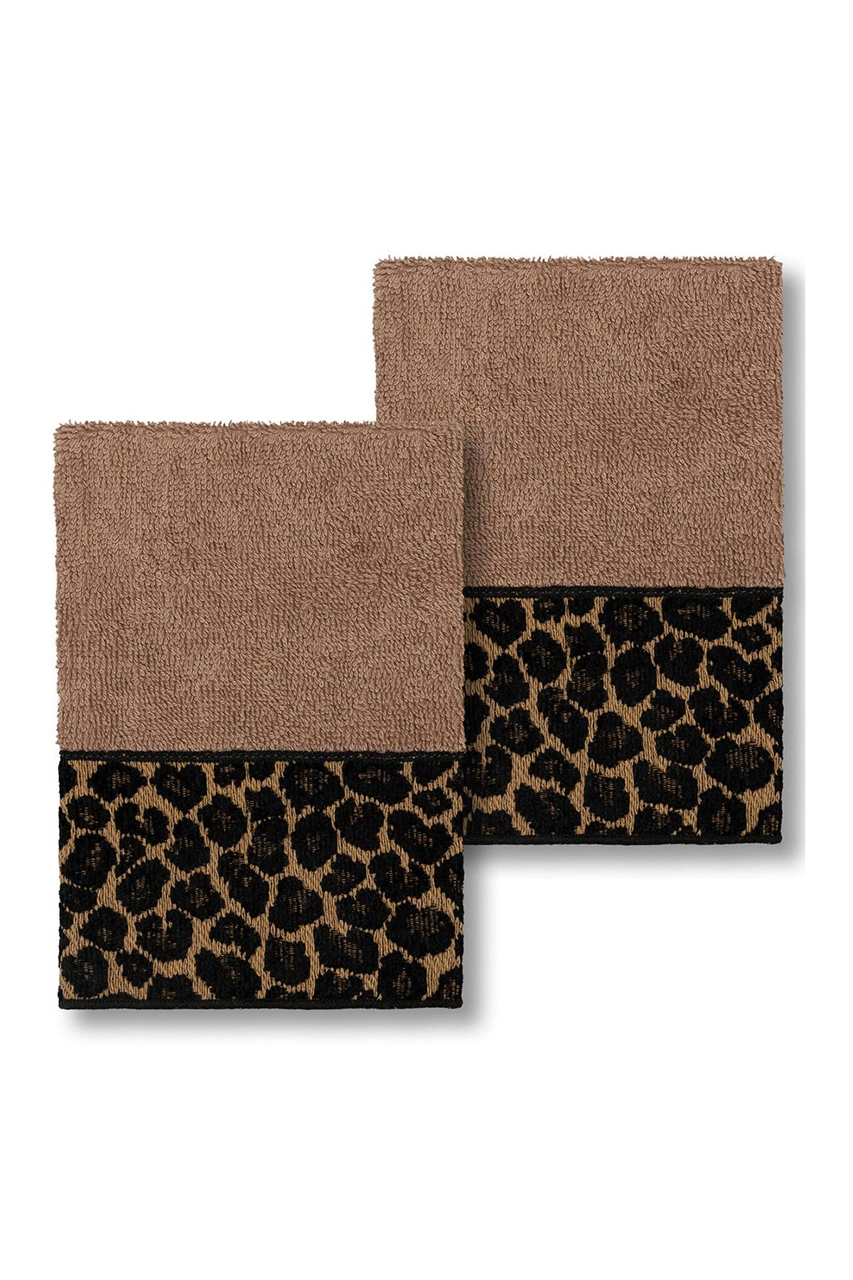 Linum Home Textiles Spots Embellished Washcloth - Set of 2 - Latte