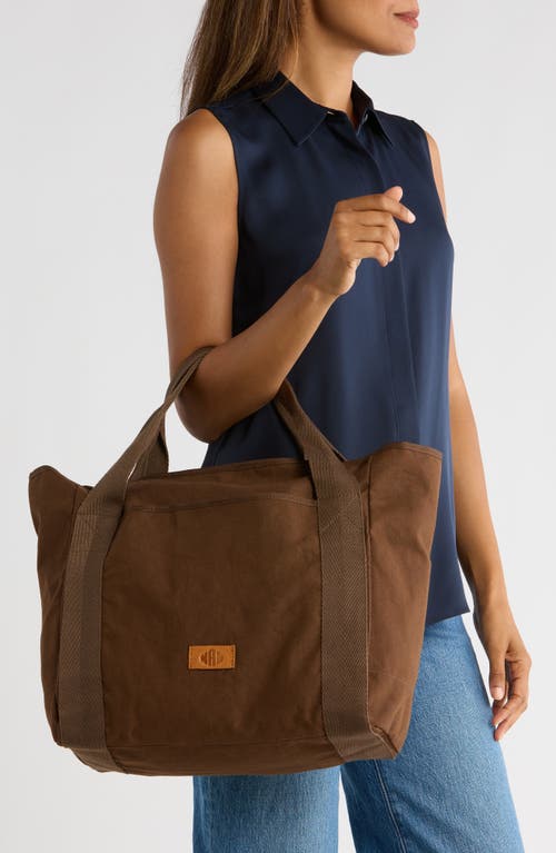 New Amsterdam Leatherworks Liliana Large Canvas Tote Bag In Brown