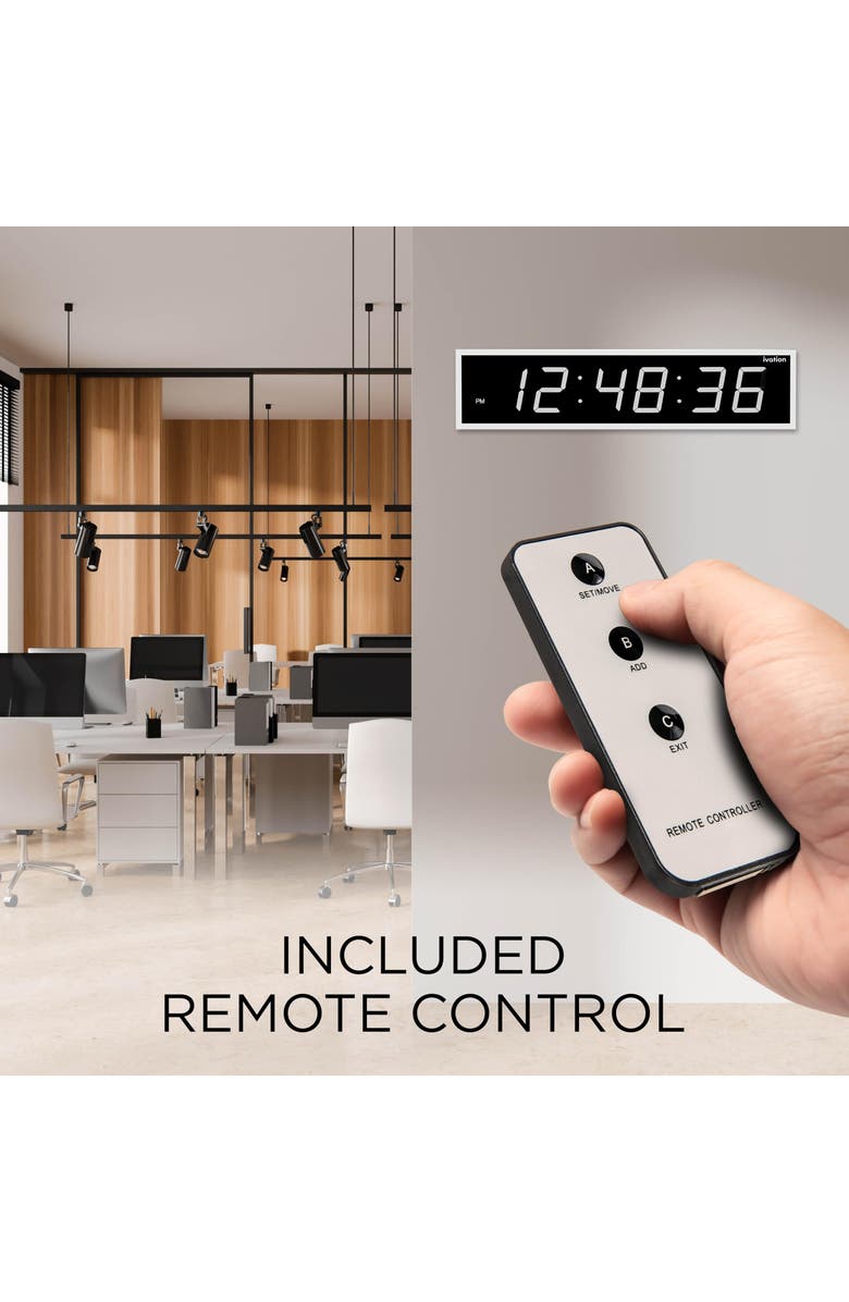 Ivation Large Digital Clock, 36 Led Wall Clock with 6-Level Brightness & Mounting Hardware, Alternate, color, White