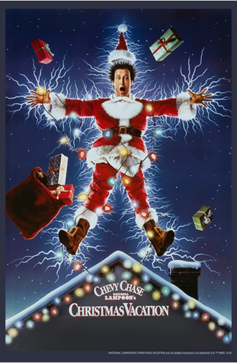 National Lampoon's Christmas Vacation Women's National Lampoon's Christmas Vacation Electrified Poster Graphic T-Shirt, Alternate, color, Navy Blue