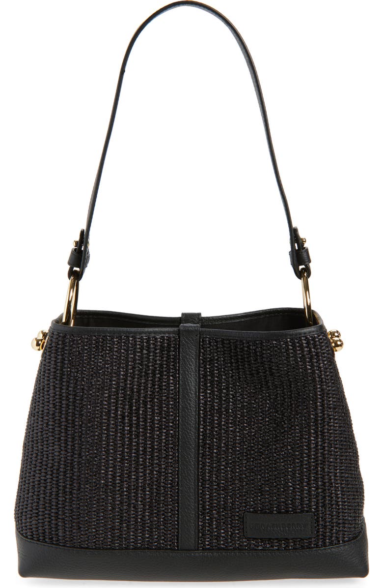 Strathberry Lana Black Raffia Hobo Bag, Main, color, Black