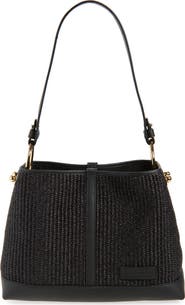 Strathberry Lana Black Raffia Hobo Bag