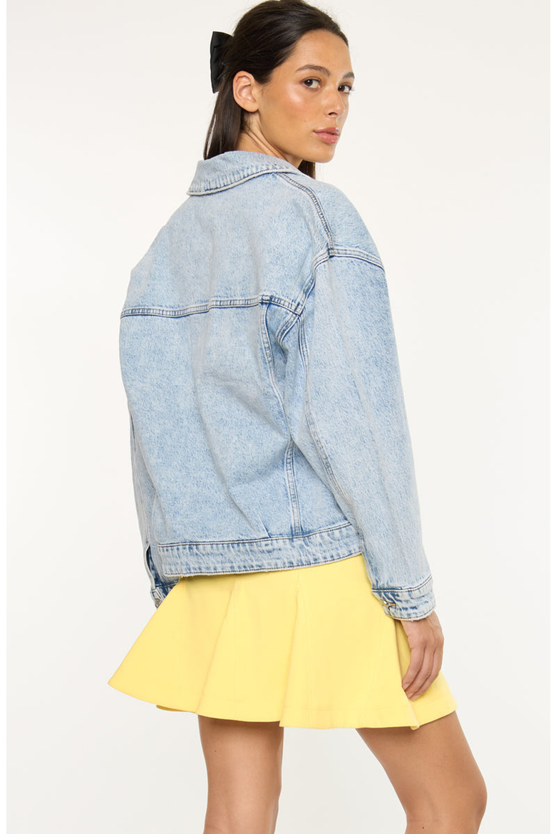 Illanie Oversized Denim Jacket, Alternate, color, Light Wash