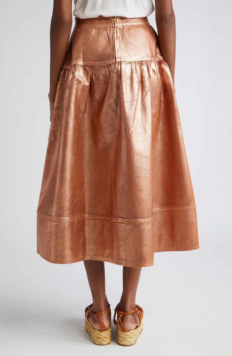 Ulla Johnson The Astrid Metallic Denim Tiered Skirt, Alternate, color, 