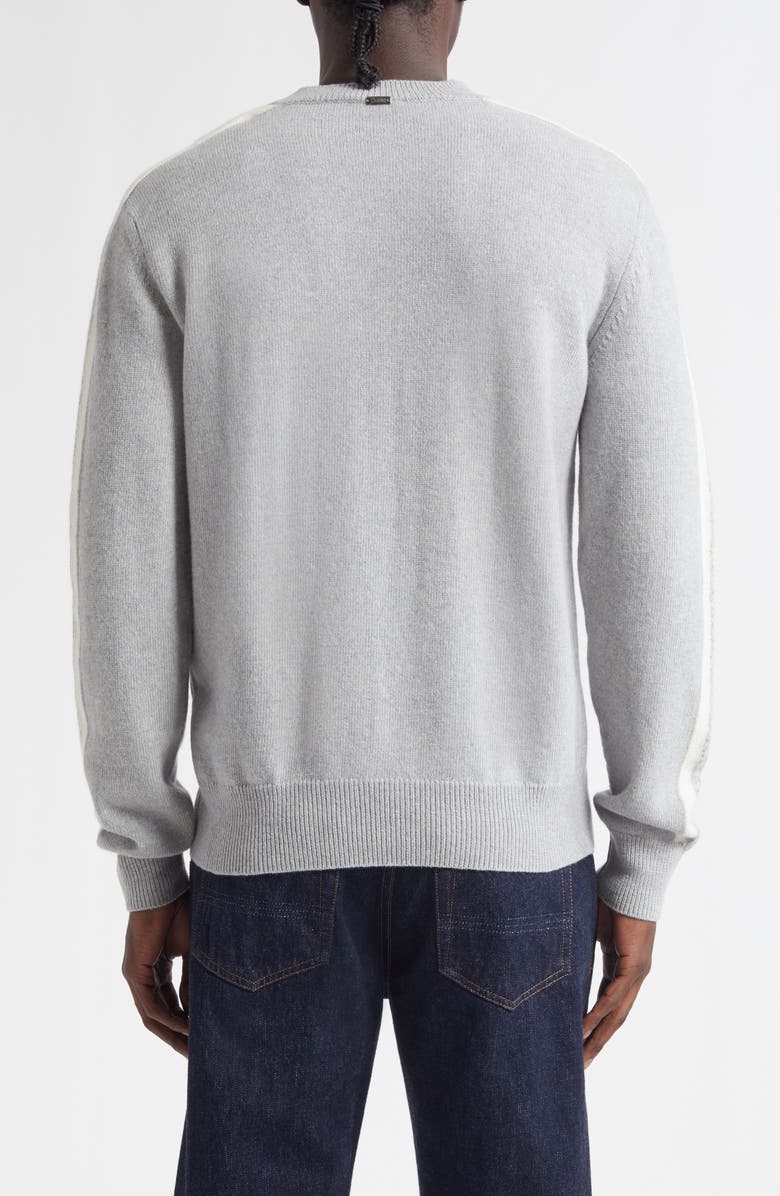 Herno Side Stripe Wool Crewneck Sweater, Alternate, color, Pearl Grey