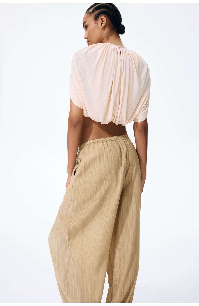 H&M Crinkled Balloon Trousers, Alternate, color, Beige