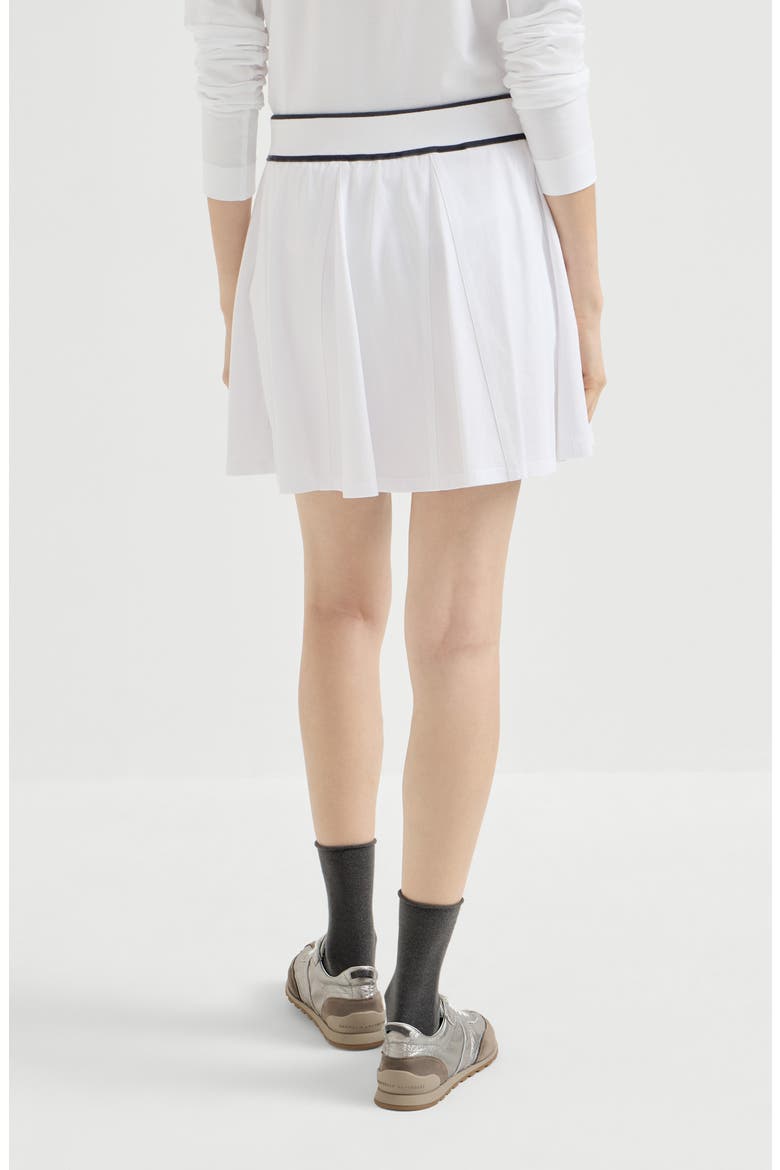 Stretch cotton piqué mini skirt with logo, Alternate, color, White